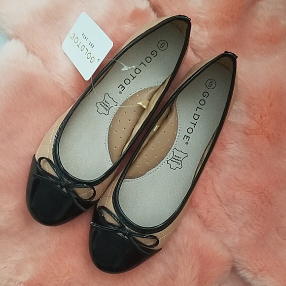 Flat Black Bow-Tie Camel Shoes - Picture 2 of 8